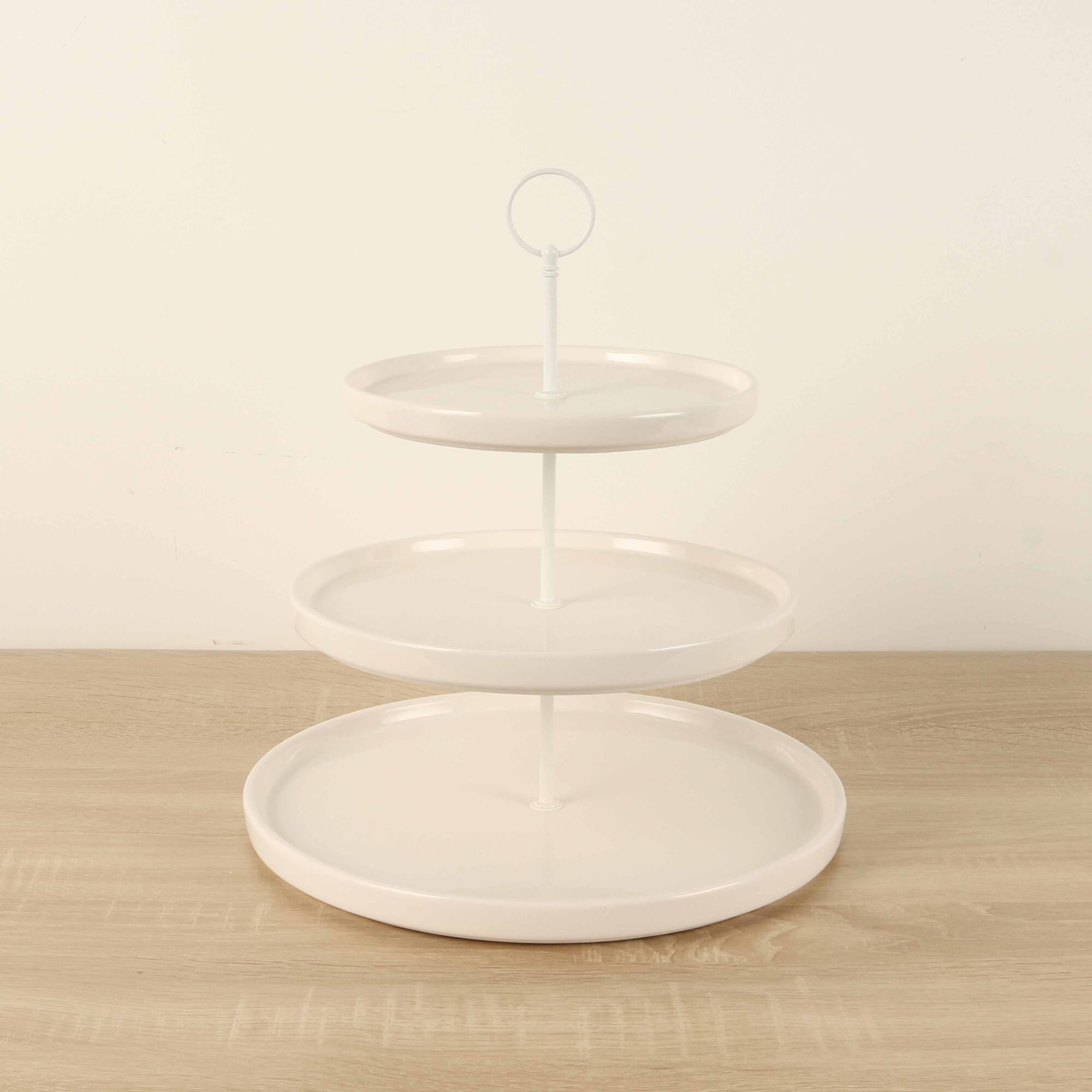 13.5" White 3-Tier Ceramic Cake Stand by Celebrate It™